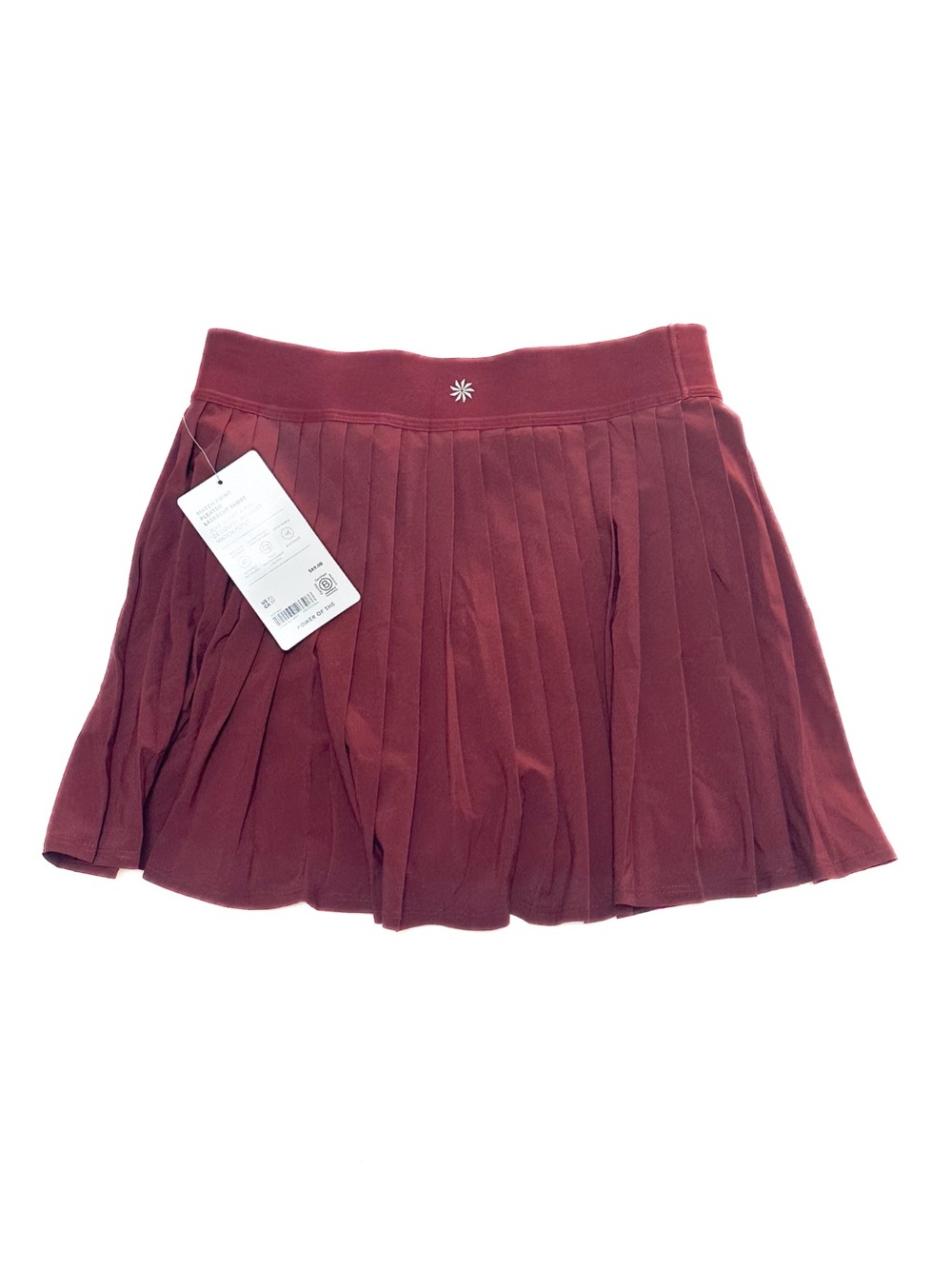 NWT Athleta Match Point High Rise Pleated Lasercut 13 1/2" Skort Redwood UPF 40+
